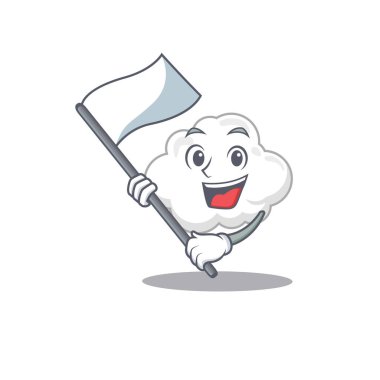 Bayrağı olan milliyetçi beyaz bulut maskotu tasarımı. Vektör illüstrasyonu