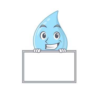 Gülen yağmur damlası çizgi film tasarım tarzının bir tahtası vardır. Vektör illüstrasyonu