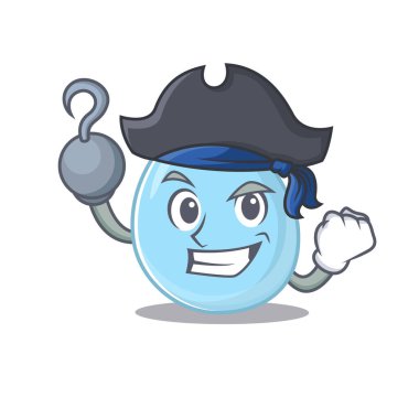 Yağmur damlası çizgi film tasarımı stili. Kanca elli ve şapkalı bir Korsan. Vektör illüstrasyonu