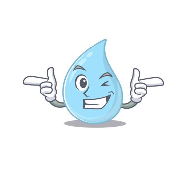 Çizgi film tasarım konsepti, göz kırpan komik yağmur damlası. Vektör illüstrasyonu