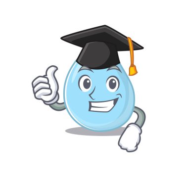 Tören için siyah şapkalı yağmur damlasının mutlu yüzü. Vektör illüstrasyonu