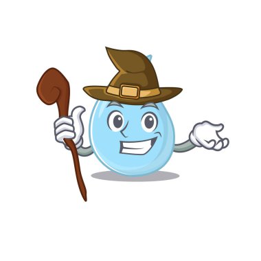 Yağmur damlası sinsi ve aldatıcı cadı çizgi film karakteri. Vektör illüstrasyonu