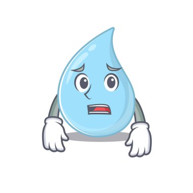 Çizgi film tasarım tarzı yağmur damlası endişeli yüzünü gösteriyor. Vektör illüstrasyonu