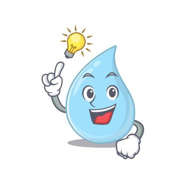 Yağmur damlası maskotu tasarımı. Zekice bir jesti var. Vektör illüstrasyonu