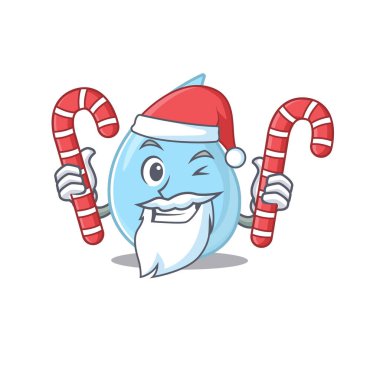 Noel Çizgi Filmi karakterindeki dost canlısı yağmur damlası Noel şekeri içerir. Vektör illüstrasyonu