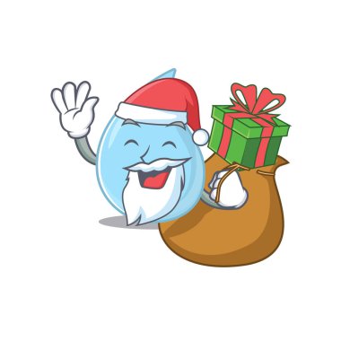 Noel hediyeli yağmur damlası Noel Baba çizgi filmi tasarımı. Vektör illüstrasyonu