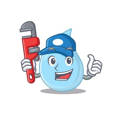 Yağmur Damlası Akıllı Tesisatçı çizgi film karakteri tasarımı. Vektör illüstrasyonu