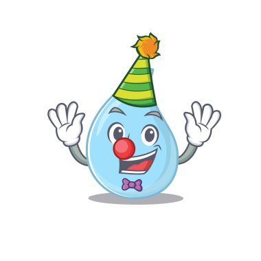 Çizgi film karakteri tasarım konsepti şirin palyaço yağmur damlası. Vektör illüstrasyonu