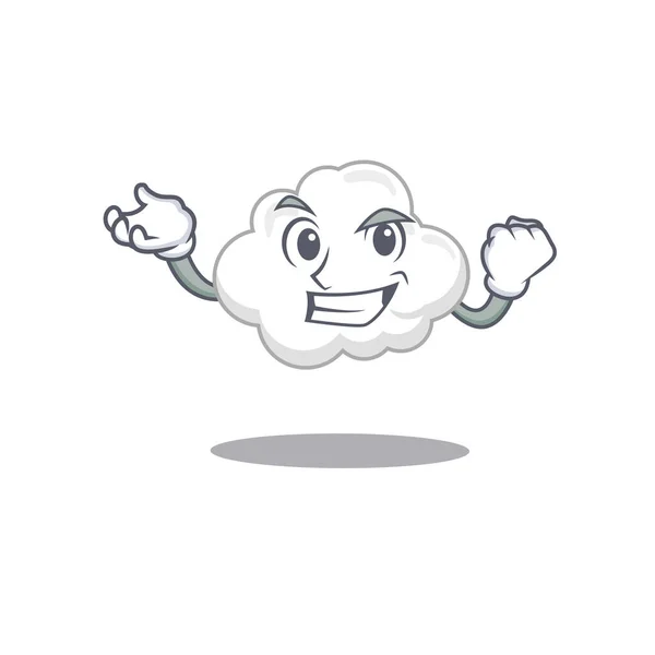 Deslumbrante Conceito Design Mascote Nuvem Branca Com Rosto Feliz Ilustração — Vetor de Stock