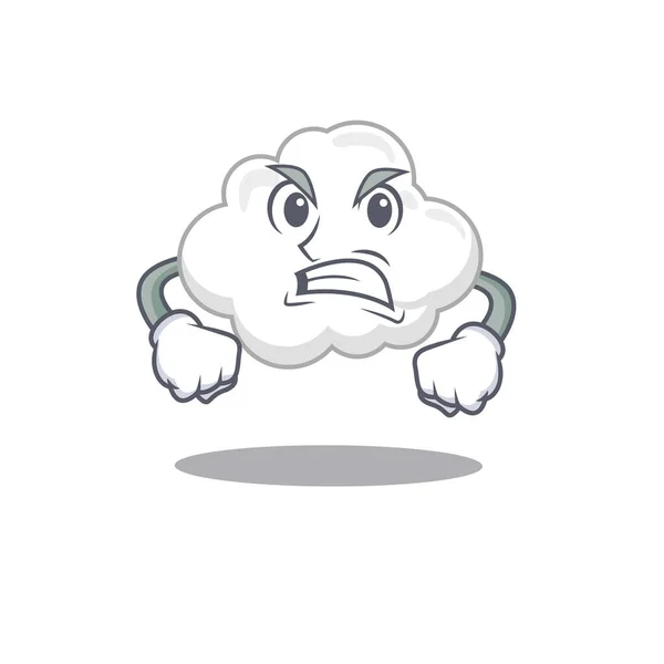 怒りの顔を持つ白い雲のマスコットのデザインコンセプト ベクターイラスト — ストックベクタ