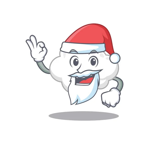 Nuage Blanc Santa Personnage Dessin Animé Avec Doigt Mignon Illustration — Image vectorielle