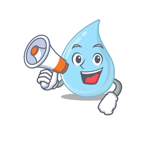 Cartoon Character Raindrop Having Megaphone Vector Illustration — Stock Vector