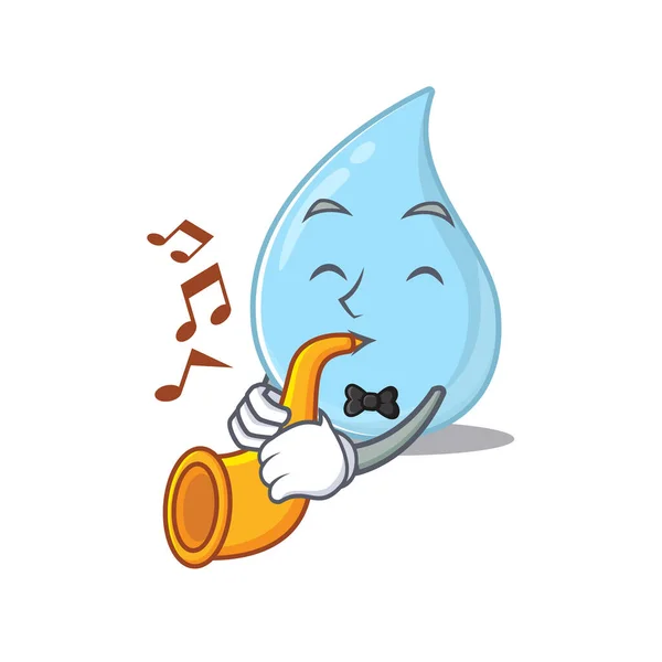 トランペットを吹く雨の漫画のデザインの才能のあるミュージシャン ベクターイラスト — ストックベクタ