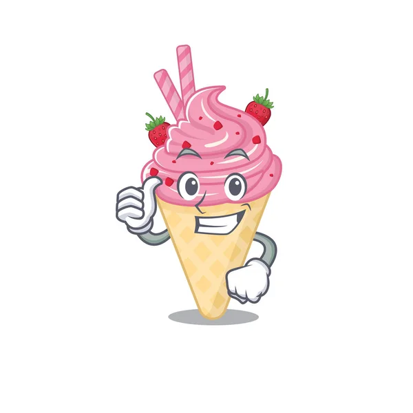 Strawberry Ice Cream Cartoon Character Design Making Gesture Vector Illustration — Stock Vector