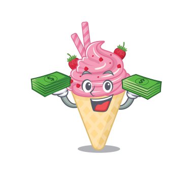 Zengin bir çilekli dondurma karakteri. Elinde para var.