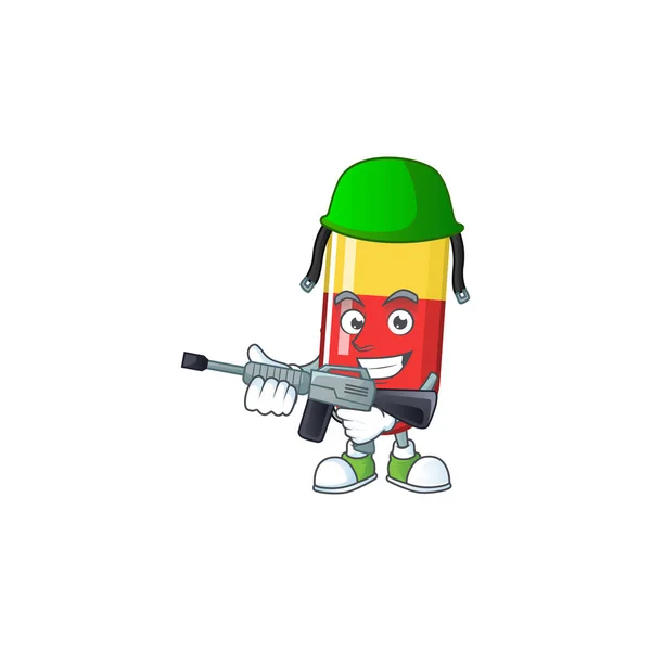 Elegante Rojo Cápsulas Amarillas Ejército Mascota Estilo Diseño Con Pistola — Vector de stock