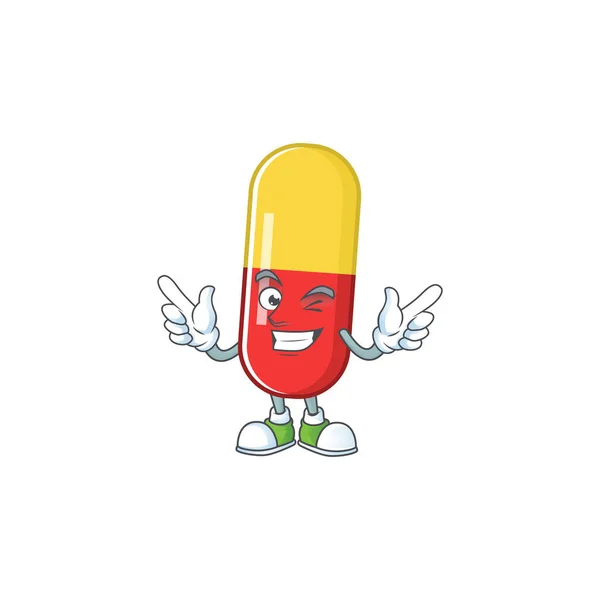 Cartoon Character Design Concept Red Yellow Capsules Cartoon Design Style — Stock Vector