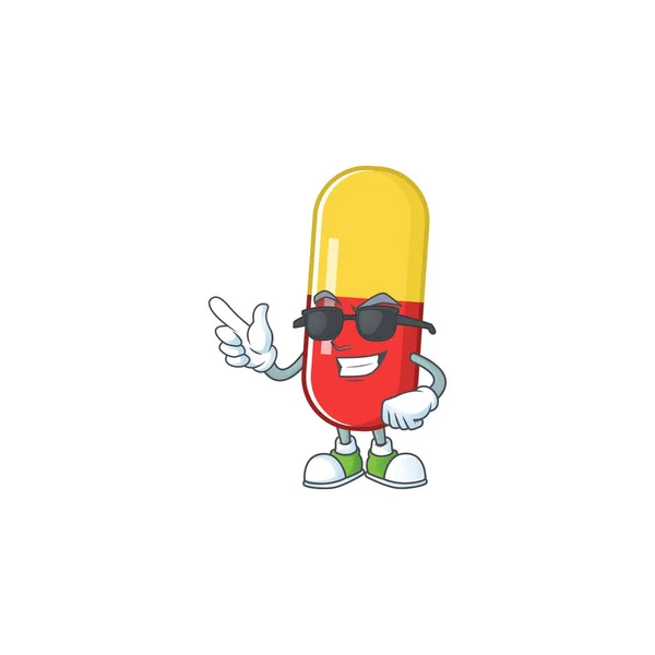 Super Mignon Rouge Jaune Capsules Personnage Dessin Animé Portant Des — Image vectorielle