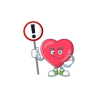 İçinde bir tabela olan kalp tıbbi uyarı çizgi film karakteri konsepti resmi. Vektör illüstrasyonu