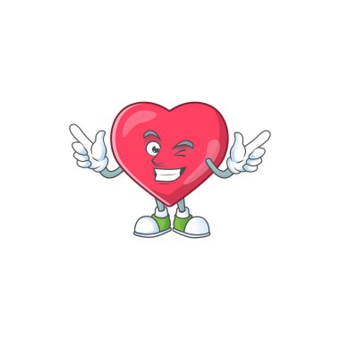 Karikatür karakteri tasarım konsepti kalp tıbbi bilgilendirme çizgi film tasarım tarzı göz kırpan gözler. Vektör illüstrasyonu