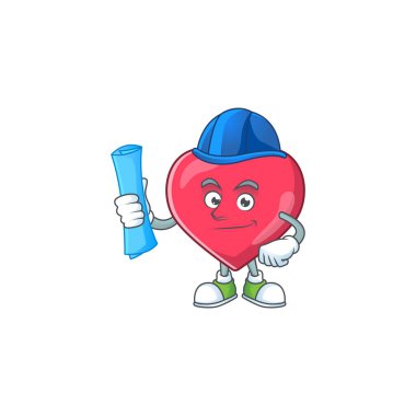 Yetenekli mimar kalp tıbbi bilgilendirme çizgi film tasarımı tarzında mavi parmak izleri var. Vektör illüstrasyonu