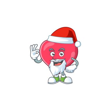 Dost canlısı kalp tıbbi tebligatı Noel Baba çizgi film karakteri tasarımı tamam parmaklı. Vektör illüstrasyonu