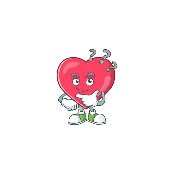 Heart Medical Notification Mascot Design Concept Having Confuse Gesture Vector — Stock Vector