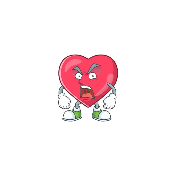 Herzmedizinische Benachrichtigung Zeichentrickfigur Design Mit Verrücktem Gesicht Vektorillustration — Stockvektor