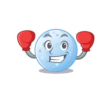 Kırmızı boks eldivenli mavi ayın spor maskotu.