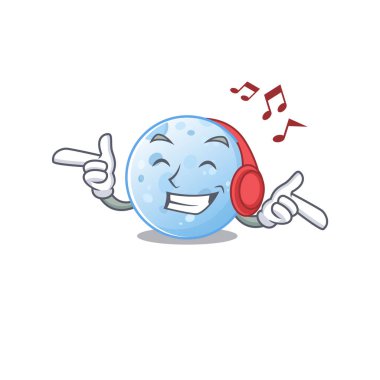 Blue Moon çizgi film tasarımı müzik dinleme konsepti. Vektör illüstrasyonu