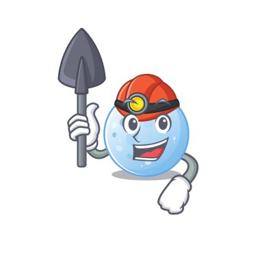 Mavi Ay Madencisi tasarım konsepti, alet ve miğferli. Vektör illüstrasyonu