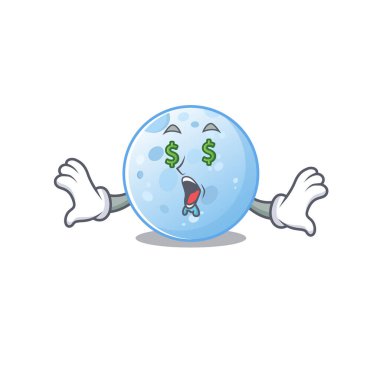 Paralı gözlü mavi ayın zengin çizgi film karakteri tasarımı. Vektör illüstrasyonu