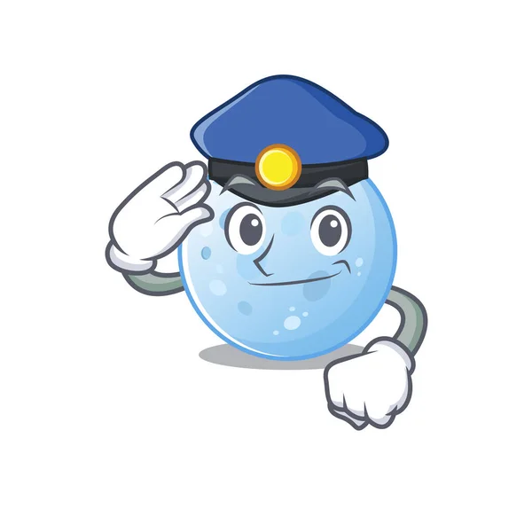 Polizist Maskottchen Design des blauen Mondes trägt einen Hut — Stockvektor