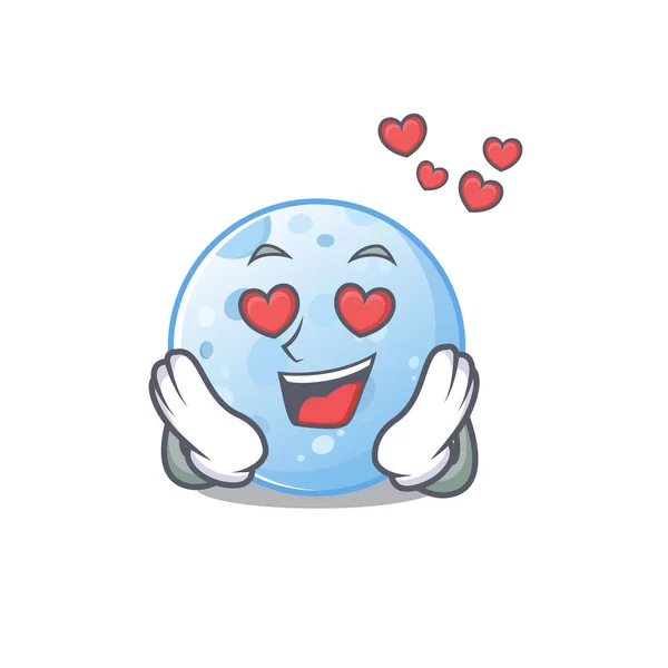 Cute Blue Moon Cartoon Character Has Falling Love Face Vector — Stock Vector