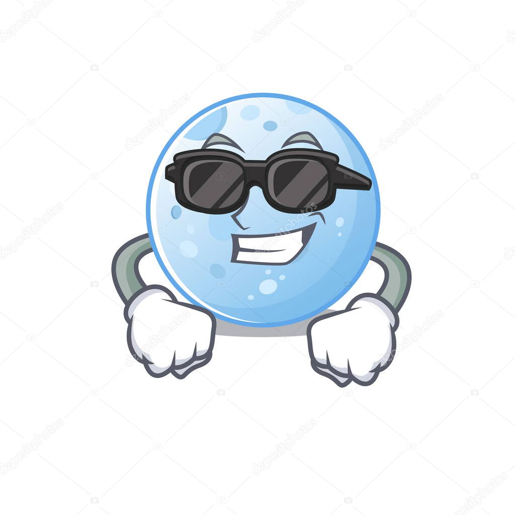Cool blue moon cartoon character wearing expensive black glasses