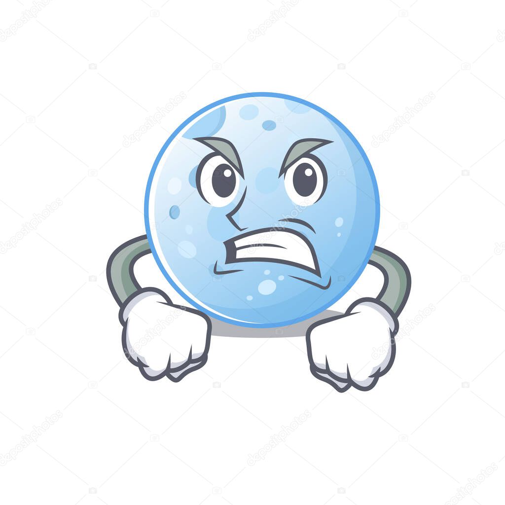 Mascot design concept of blue moon with angry face. Vector illustration