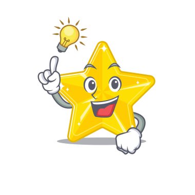 Parlak yıldızın maskot karakter tasarımının zekice bir jesti var. Vektör illüstrasyonu