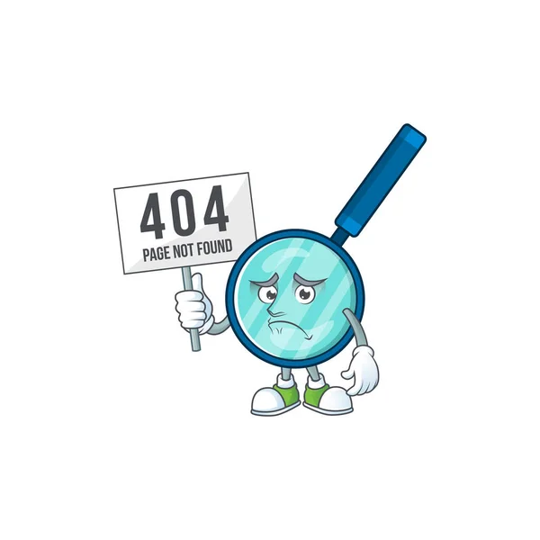 Sad Face Magnifying Glass Cartoon Character Raised 404 Boards Vector — Stock Vector