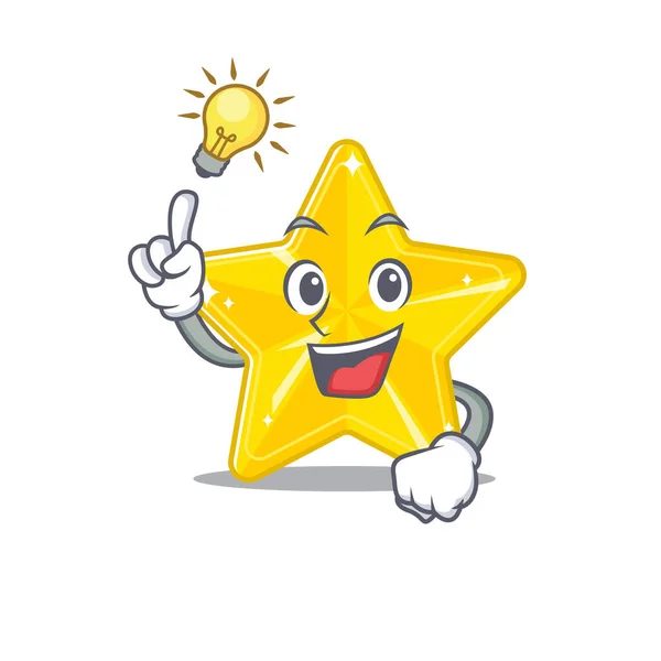 Μασκότ Σχεδιασμός Χαρακτήρα Του Λαμπερό Αστέρι Έχει Μια Έξυπνη Ιδέα — Διανυσματικό Αρχείο