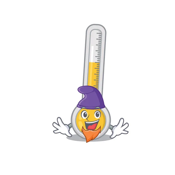 Leuke Foto Van Warme Thermometer Elf Cartoon Ontwerp Vectorillustratie — Stockvector