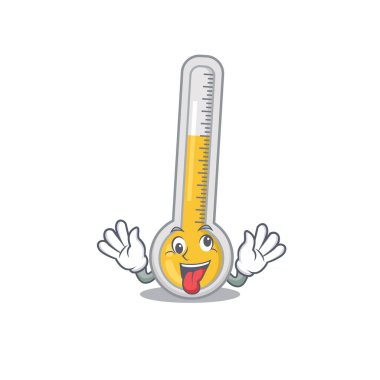 A cartoon design of warm thermometer having a crazy face. Vector illustration clipart