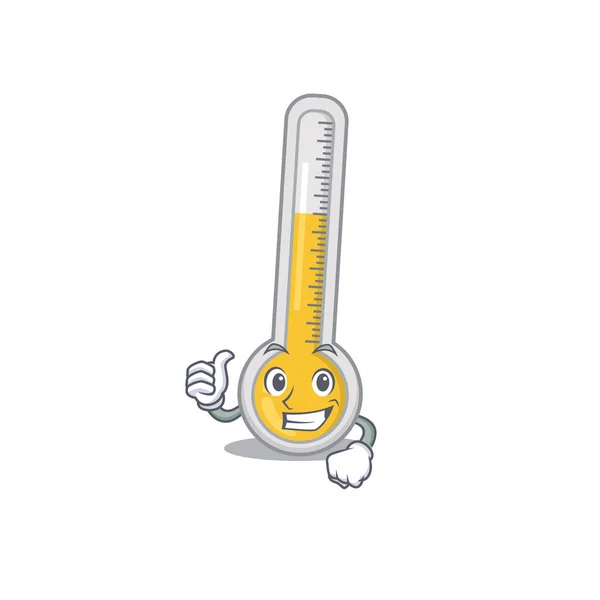暖かい温度計漫画のキャラクターデザインは Okジェスチャーを作る ベクターイラスト — ストックベクタ