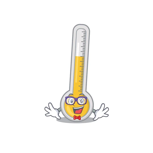 Maskottchen Design Stil Von Geek Warmes Thermometer Mit Brille Vektorillustration — Stockvektor