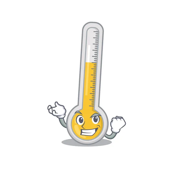 Ein Blendend Warmes Thermometer Maskottchen Designkonzept Mit Glücklichem Gesicht Vektorillustration — Stockvektor