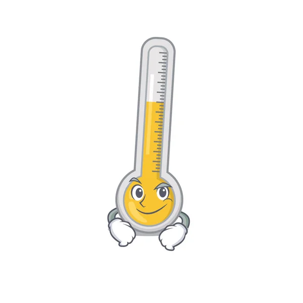 一个吉祥物的温暖温度计设计有自信的姿态 矢量说明 — 图库矢量图片