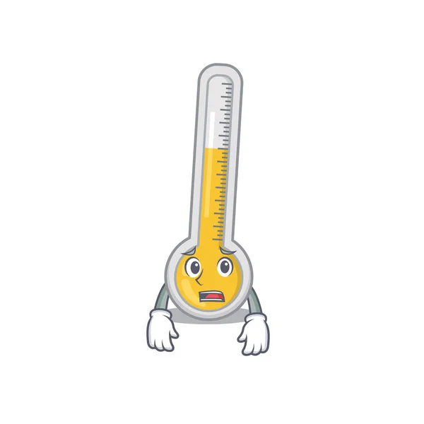 Cartoon Design Stijl Van Warme Thermometer Toont Bezorgd Gezicht Vectorillustratie — Stockvector