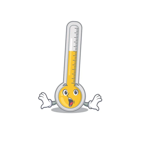 Cartoon Design Stil Des Warmen Thermometers Hat Eine Überraschende Geste — Stockvektor