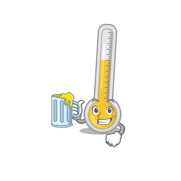 Cartoon Concept Warm Thermometer Rise Glass Beer Vector Illustration — Stock Vector