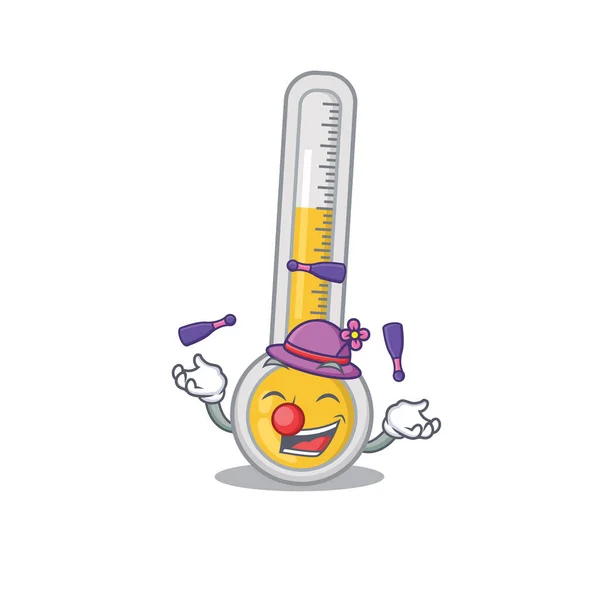 ジャグリングをプレイ魅力的な暖かい温度計漫画のデザインスタイル ベクターイラスト — ストックベクタ