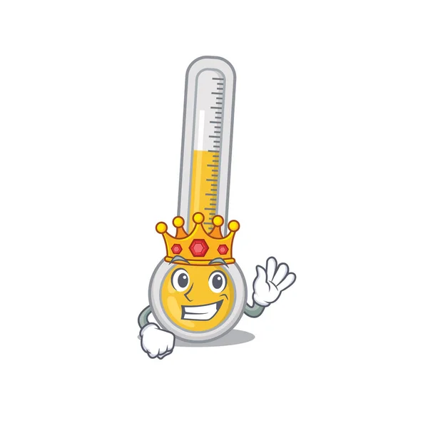 Ein Weiser König Des Warmen Thermometer Maskottchen Designs Vektorillustration — Stockvektor